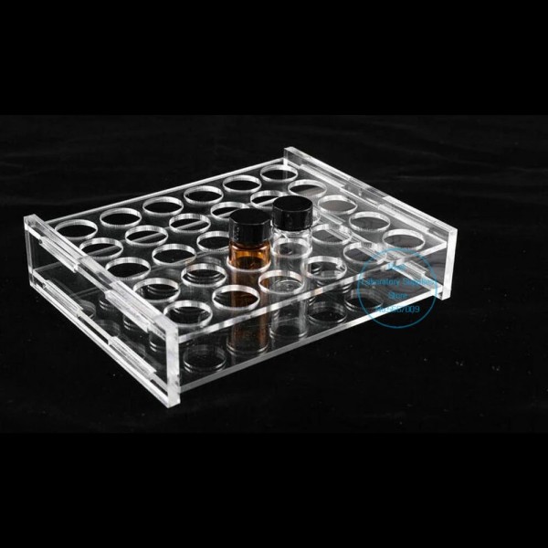 1pcs 투명 유기 유리 3ml ~ 60ml 샘플 병 홀더 학교 실험실 용 방풍 크로마토 그래피 샘플 병 랙 : 슬기로운직구상사