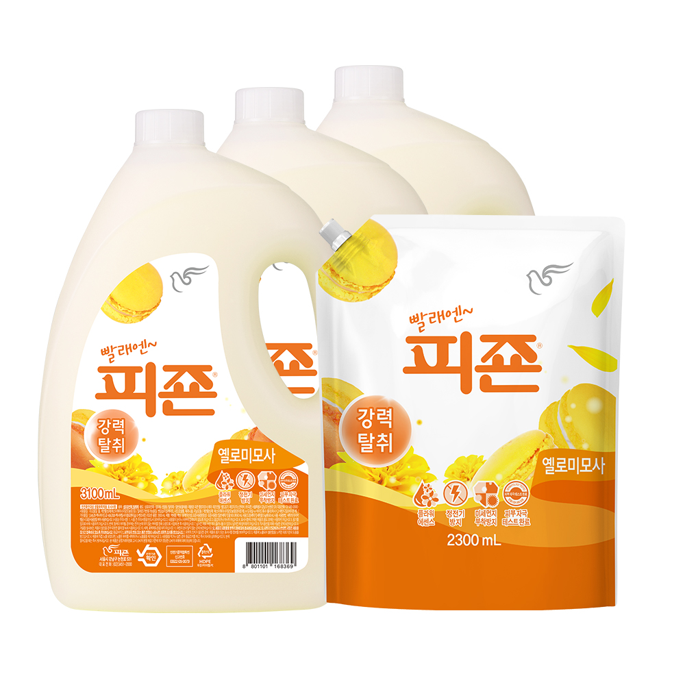 피죤 강력탈취 섬유유연제 3100ml X 3개 + 2.3L 리필1개 : 피죤