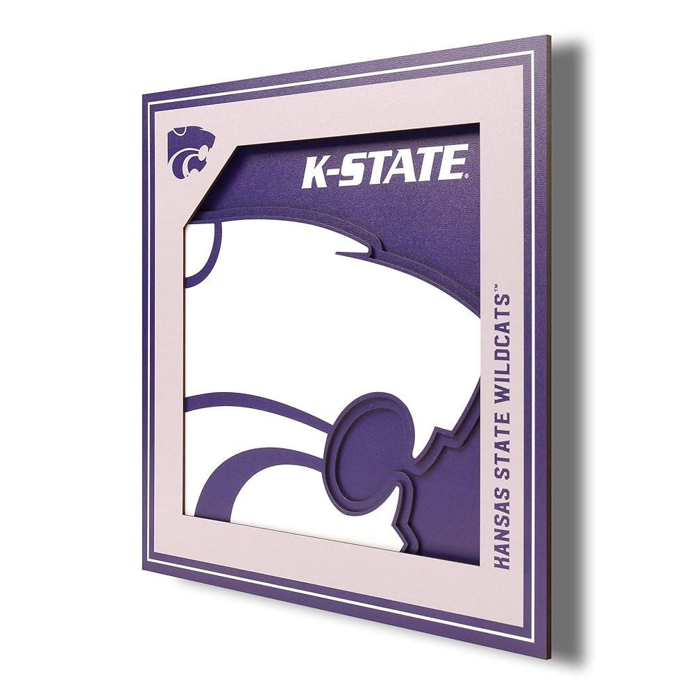 YouTheFan NCAA 캔자스 스테이트 와일드캣츠 3D 로고 시리즈 월 아트 - 30.5x30.5cm(12 유타 유테스 : 4우주상사