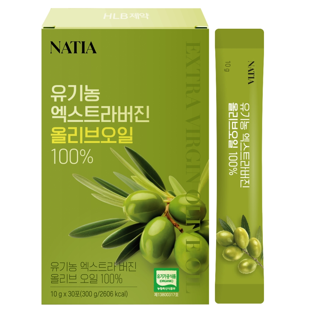 HLB제약 나티아 유기농 엑스트라버진 올리브오일 100% 30포, 1개 (1개월분) : 에이치엘비제약 헬스케어