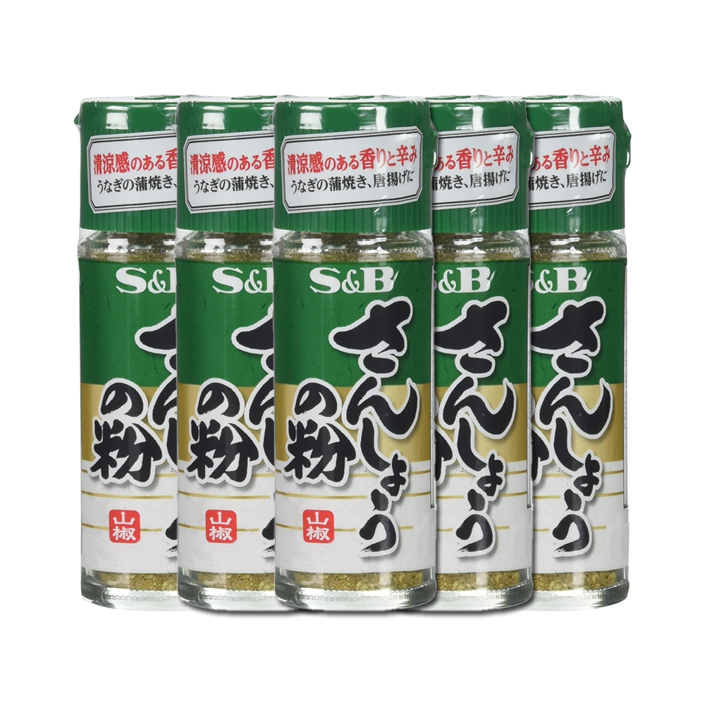 S&B 산초페퍼파우더 정통일 향신료 장어덮밥 나베 우동 산초가루 입맛돋음 12g, 5개 : ALL DAY MARKET