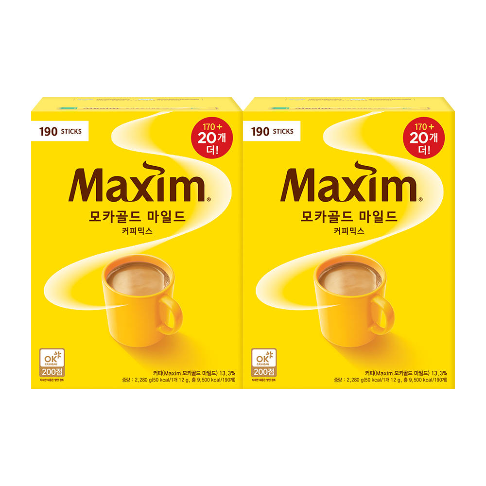 맥심 모카골드 마일드 커피믹스 380T (190T 2개) : 조선달타운
