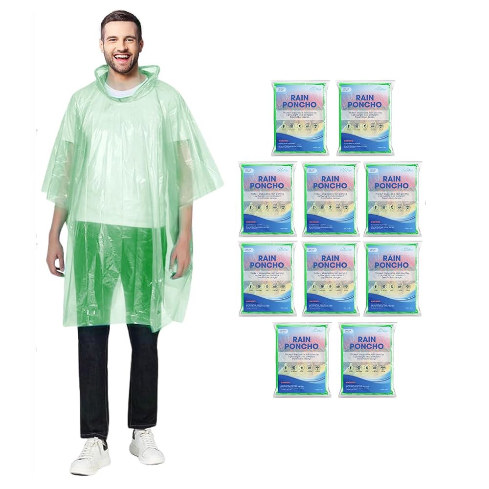 성인용 클라우드텐 컴팩트 및 일회용 레인 폰초(그린(10팩) Blue (4 Packs) : 에메리아