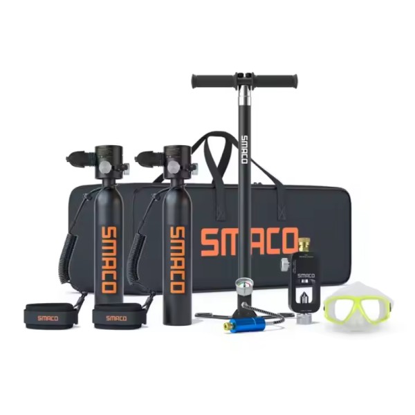 SMACO S300PLUS A5 0.5L 미니 스쿠버 다이빙 탱크 스쿠버 에어 탱크 키트 풀 페이스 스노클링 마스크가있는 휴대용 다이빙 실린더 0.5L... 