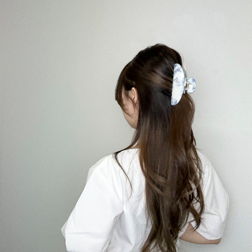 3type 빅사이즈 대형 대왕 수채화 플라워 웨이브 사각 반달 헤어 집게핀 올림머리핀 : 이츠유:Its you