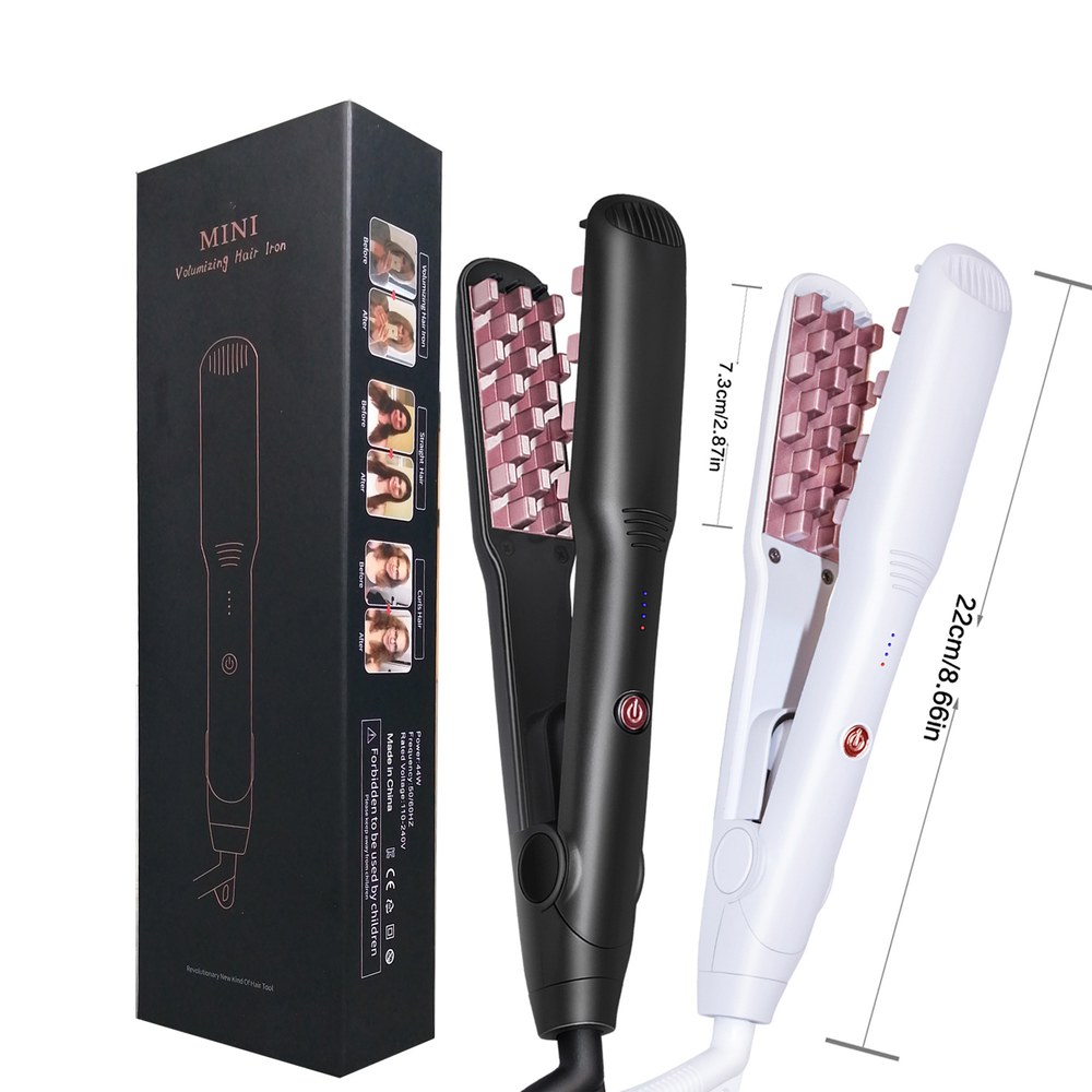 고데기 볼륨 셀프 휴대용 와플고데기 미니 컬링 히피펌 아이셀링 미니 흑금 인터칼라 : ogongcp