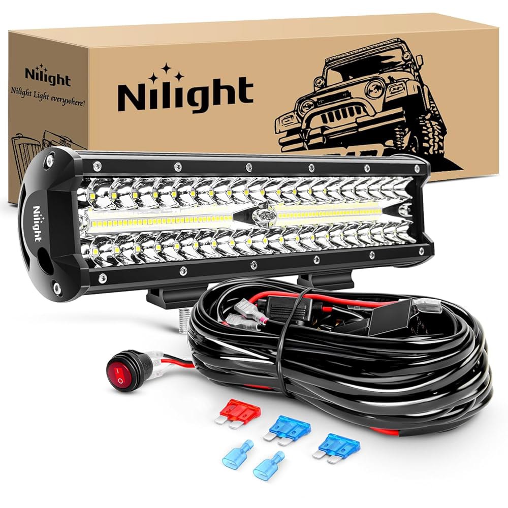 Nilight ZH411 A 12인치 300W 트리플 로우 홍수 지점 콤보 30000LM LED 오프 로드 라이트 16AWG 배선 키트 2년 : 로웰스토어