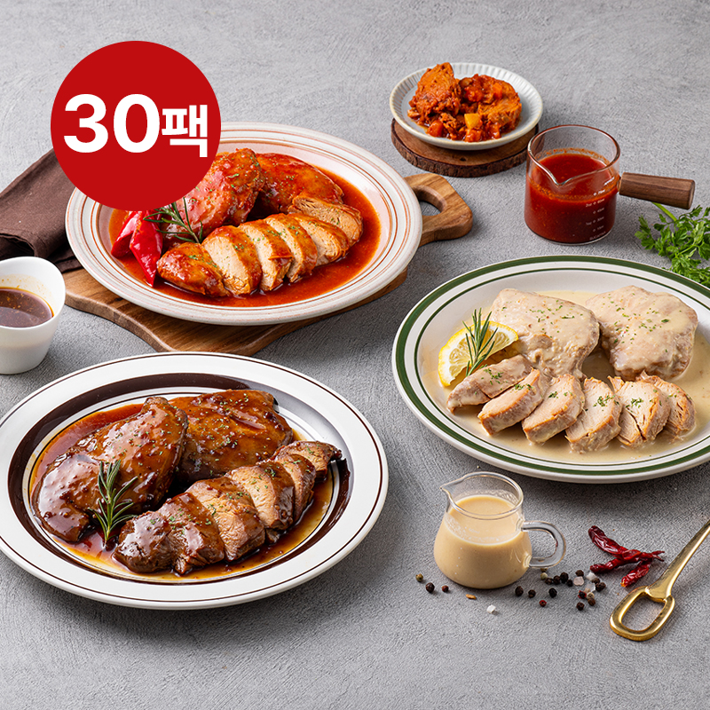 (혼합)흑닭 바로먹는 소스 닭가슴살 3종120g 30팩 : 흑자헬스마켓