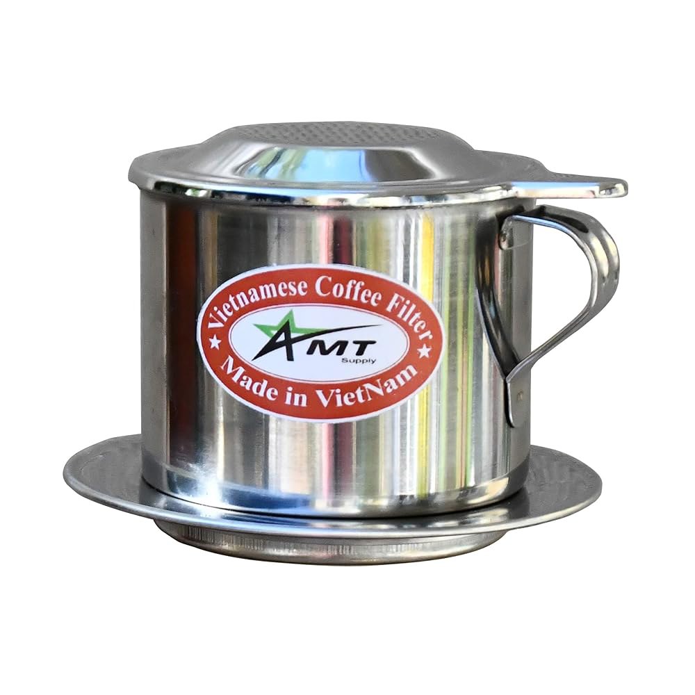 AMT OZ 베트남 커피 메이커 필터 3인분 오피스에서 스타일을 위한 스크루 다운 드리퍼 핸들 6.5 OZ - Handle : 3C company