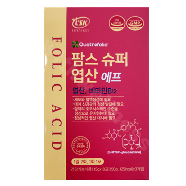 팜스 슈퍼엽산 에프 15gX30포 활성 엽산 : 위드웰니스팜