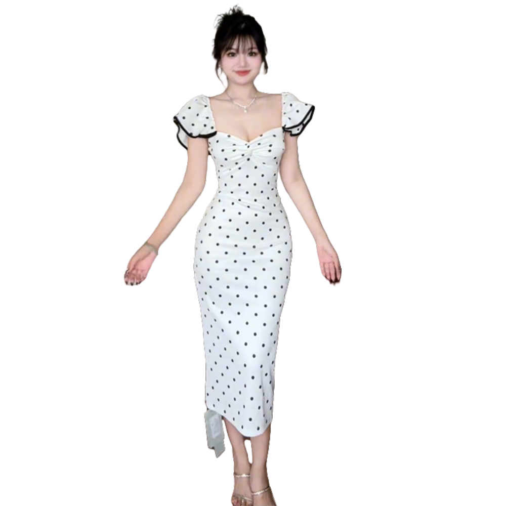하늘하늘 여름 원피스 봄 여성 보세 도트 러플 를 하게 가꿔주 스커트 쉬폰 : 시애틀시골총각