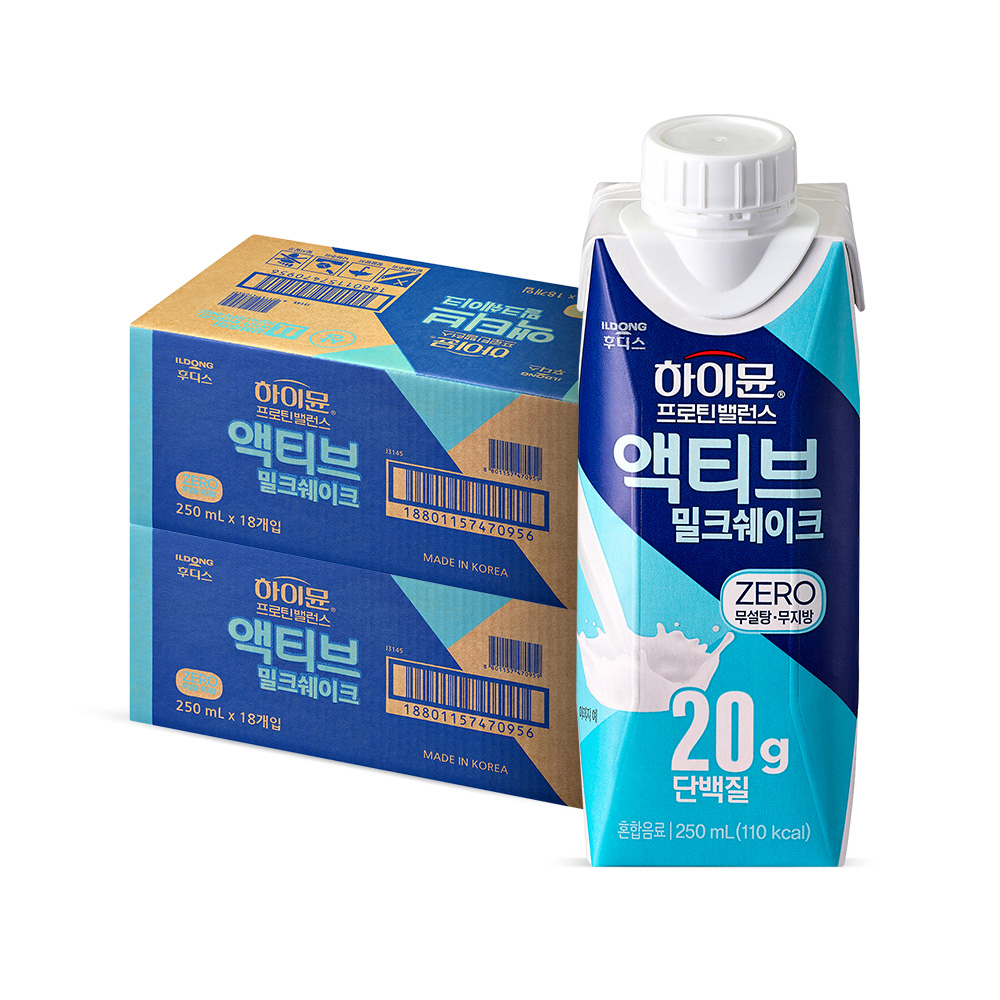 하이뮨 프로틴 밸런스 액티브 밀크쉐이크 제로 250ml 18팩+18팩 : 일동후디스