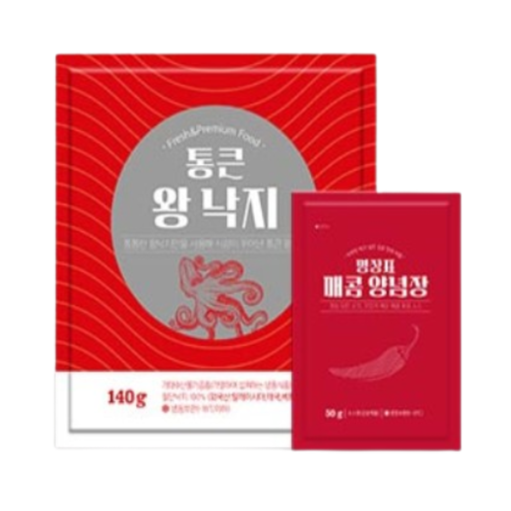 [안유성 명장] 통큰 왕낙지 140g x 12팩 + 명장비법양념 50g x 12팩 : 제이하스몰