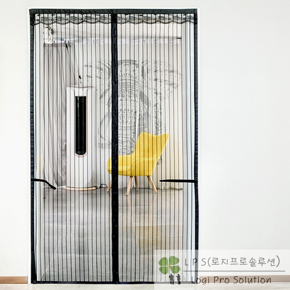 [비제이마켓] 방문 모기장 블랙 90x200cm 방충망 현관자석모기장 현관문모기장 : 비제이마켓일