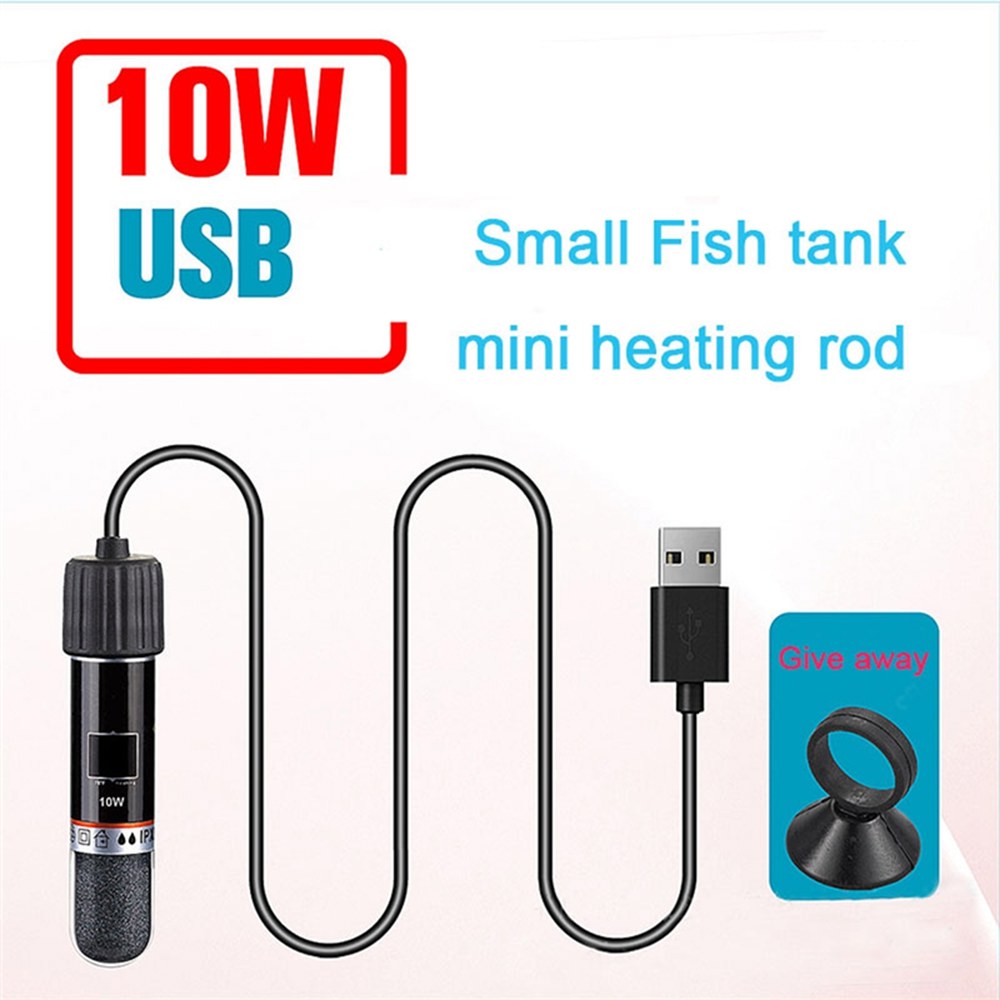 ABJT USB 수조 26용 수중 미니 소형 항온 조절기 C 히터 10W 온도 수족관 가열봉 Black : 인더스텍