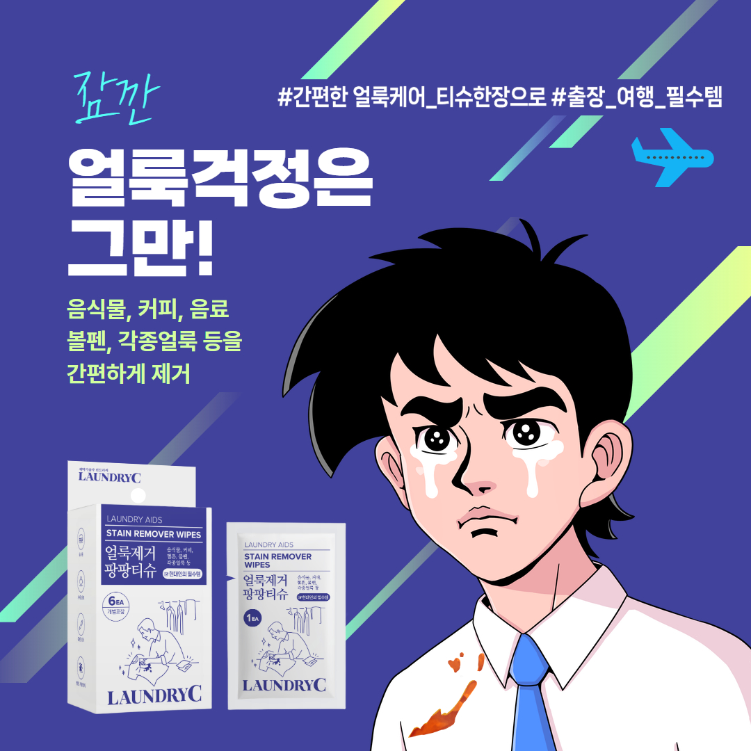 런드리씨 얼룩제거 팡팡티슈 6매입 : 세탁기술자 런드리씨