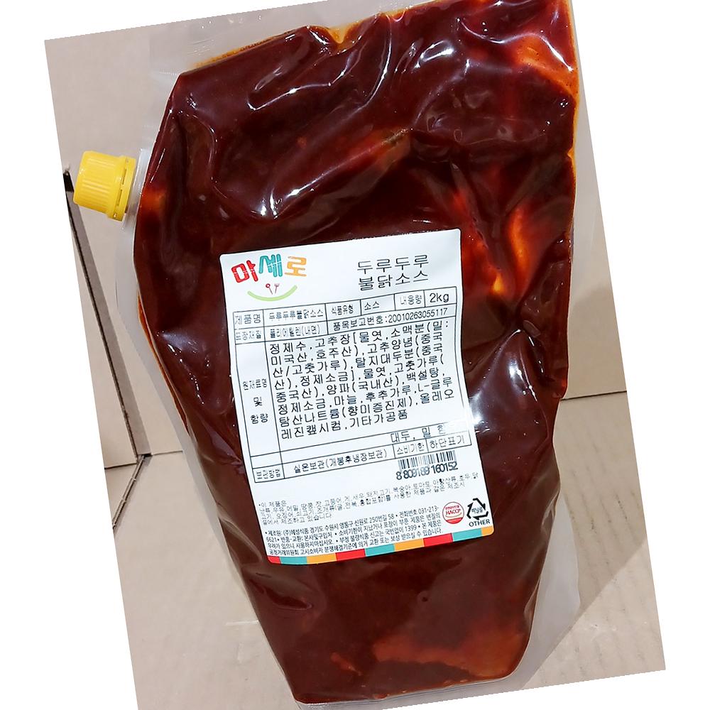 맛깔지기 두루두루불닭소스 냉장 파우치 2kg 4개 양념 소스 맵소 : 유정상회