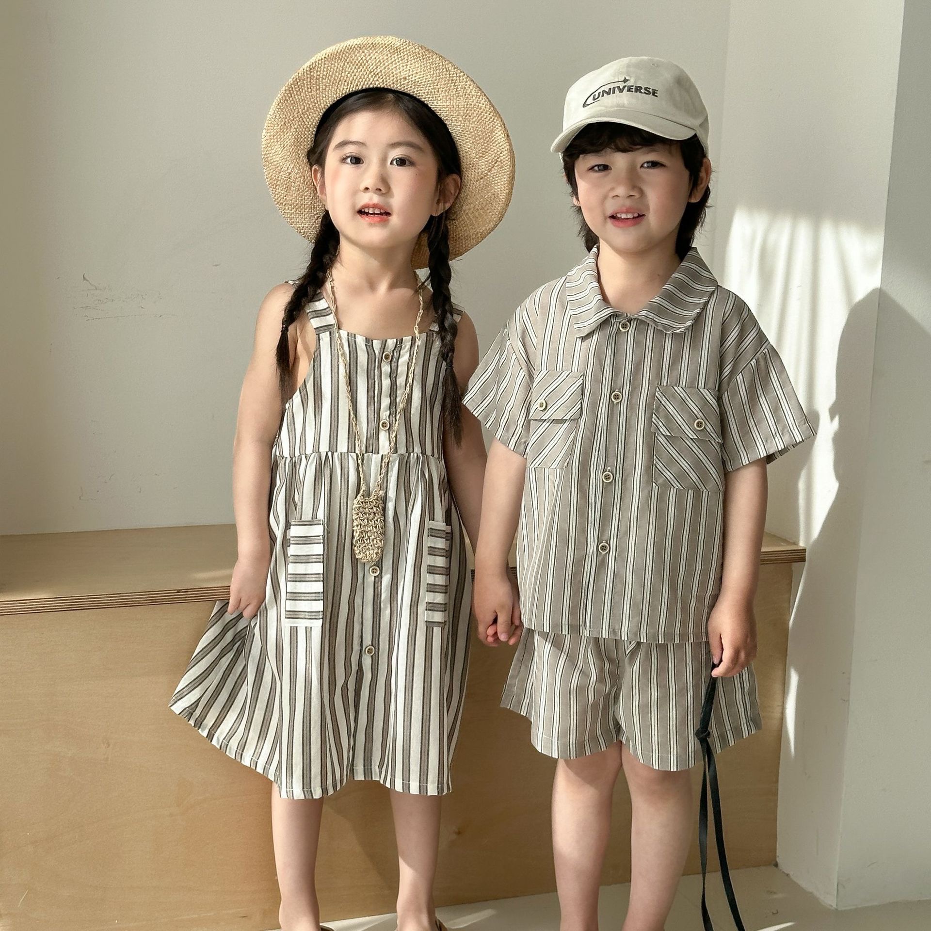 남매룩 촬영룩 여아 원피스 남아 반팔 셋업 상하복 데일리 휴가룩 : 베베핸즈