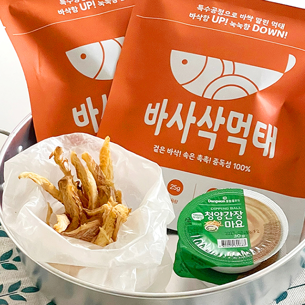 바사삭 먹태 혼술 맥주 안주 세트(+청양마요소스) 25g, 10개 : 맵씨하우스