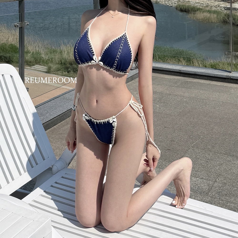 [르미룸] 와이키키 데님 자수 섹시비키니수영복 : 르미룸