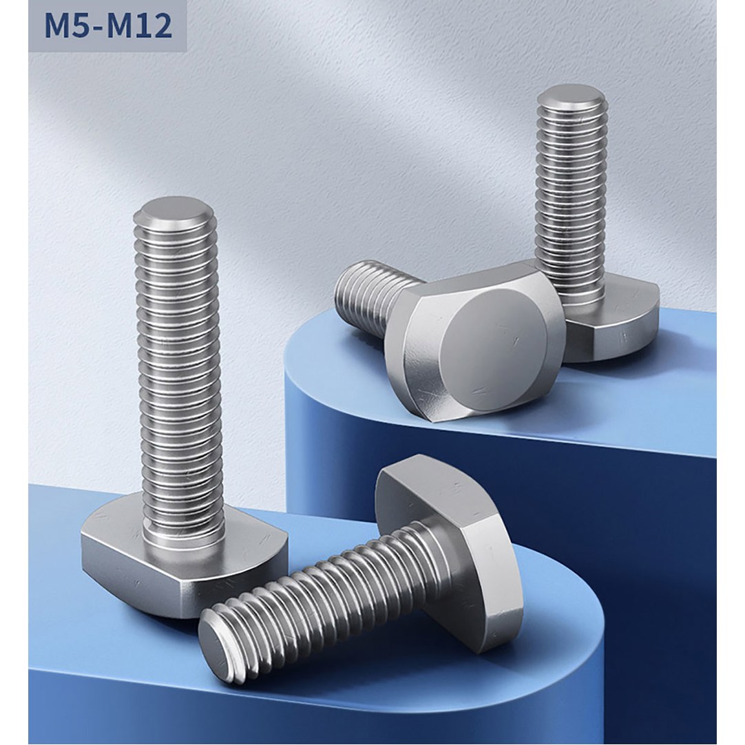 T 볼트 M5 M6 M8 M10 M12 나사 사각 머리 304 STANLESS STEEL GB37 슬롯용 해머 12mm M5 2pcs : Toolnex