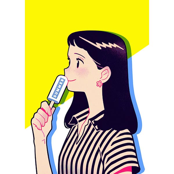 소프트 아이스크림 바 걸 여자 소녀 카페 베이커리 ice bar 콘 식당 간식 파르텔 벽지 시트지 롤스크린 : 으뜸데코