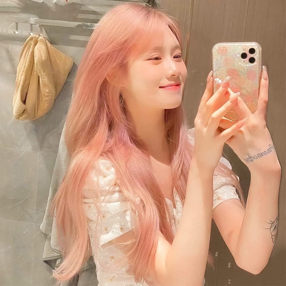 자몽핑크 네츄럴 웨이브 롱 헤어 통가발 60cm : 하이유니 Hi-Yuni