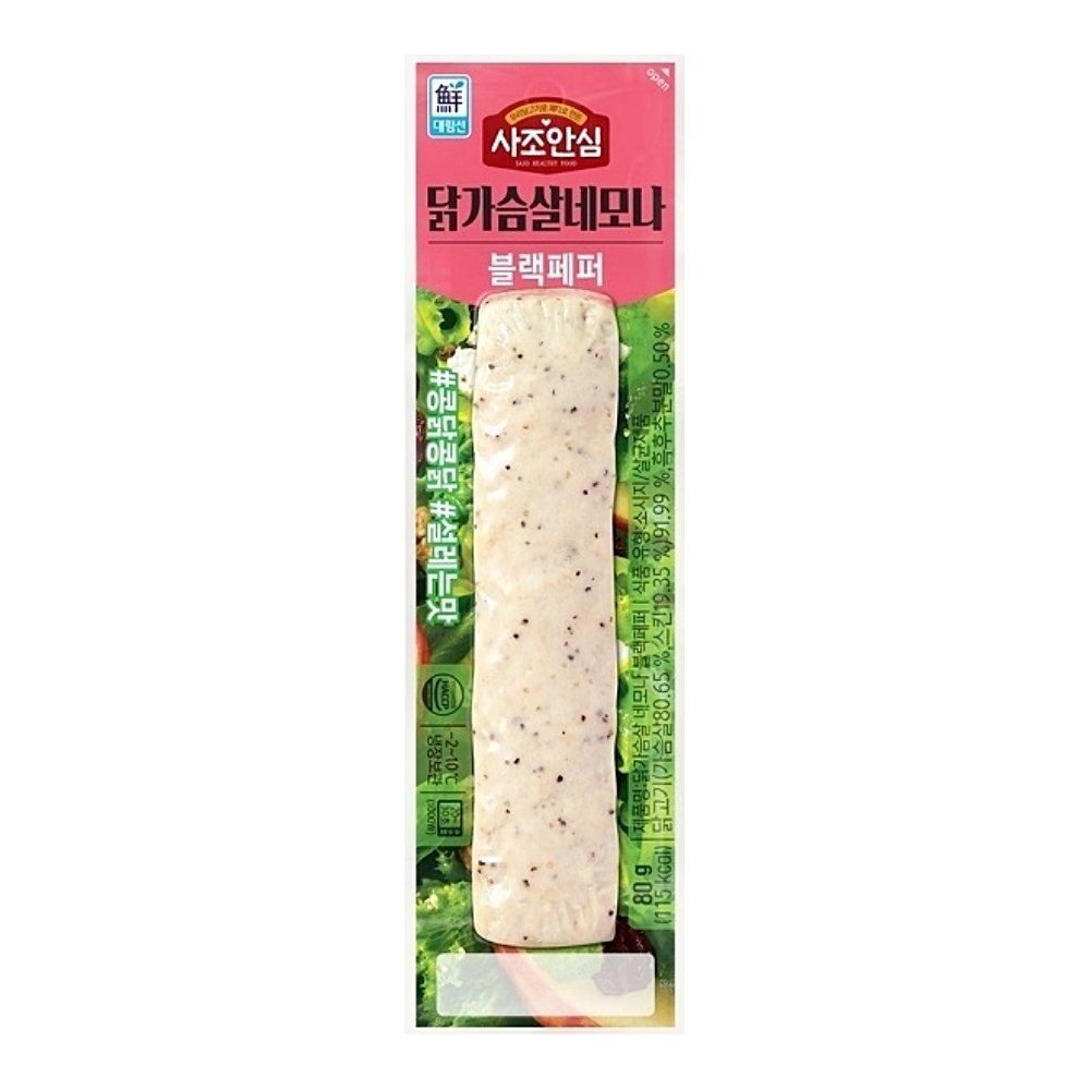 사조대림 닭가슴살 네모나 블랙페퍼맛, 80g, 1개 : 푸담몰