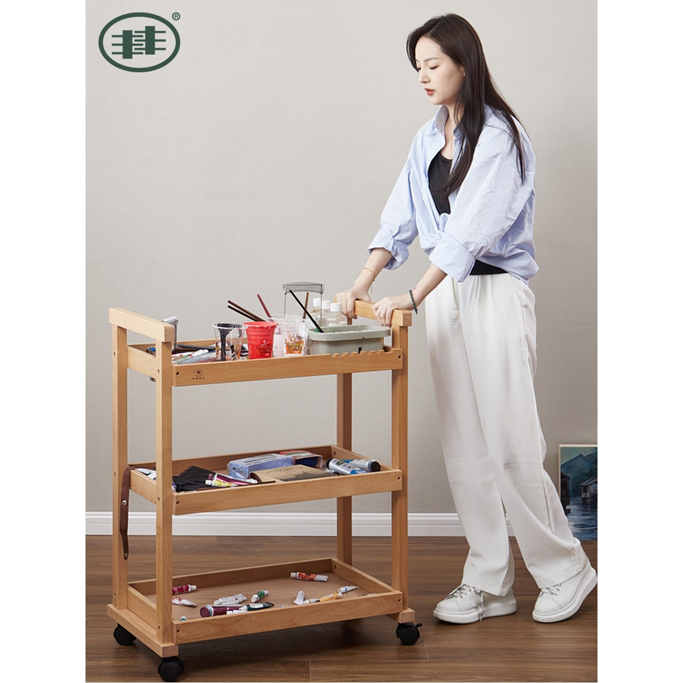 화방 카트 미술도구 책상 이동식 꽂이 수채화 용품 인치 트럭 작업대 소형 물감 : 소미보따리