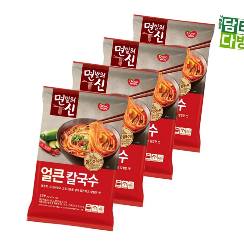 동원 면발의신 얼큰칼국수 268g x 4 식자재, 평점 상위 : 준 준 상회