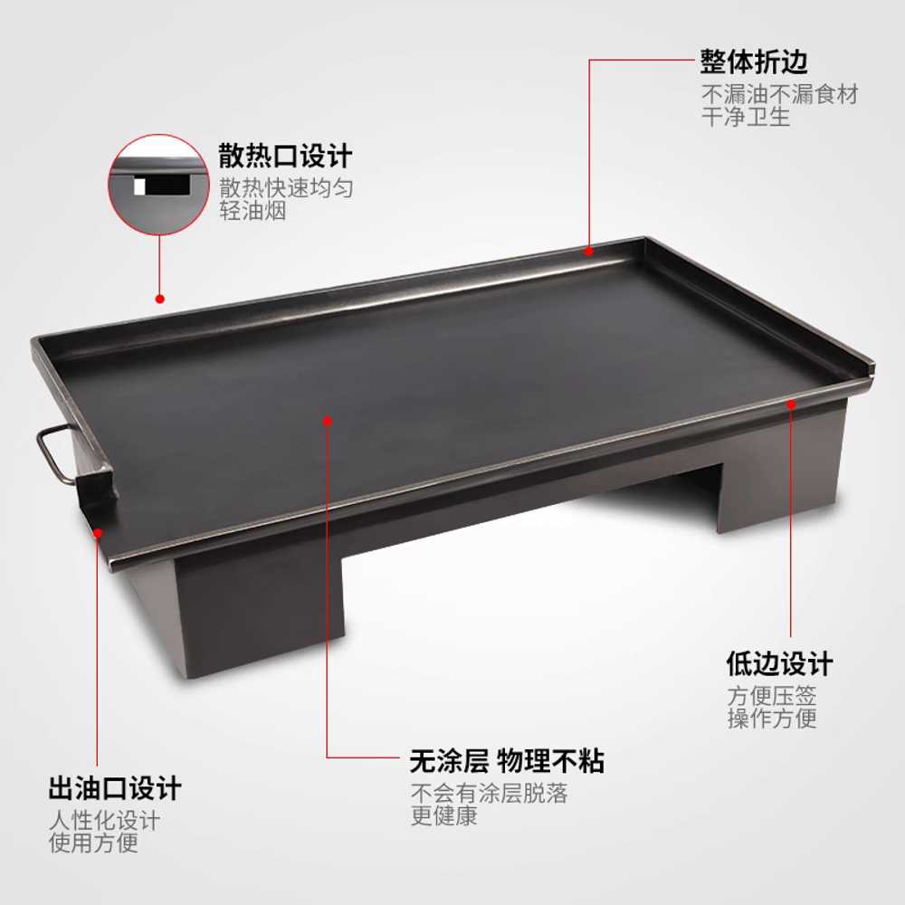 대형 철판구이 무쇠 불판 고기판 식당 사각본철 구이팬 요리 업소용 볶음밥 : 마침여기