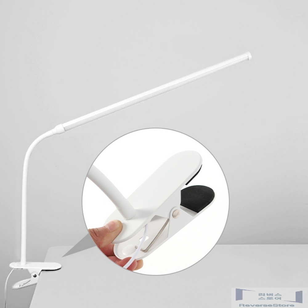 디프윈 플렉시블 LED 집게형 스탠드 58cm 화이트 블루라이트차단 독서실스탠드 : 리버스 스토어