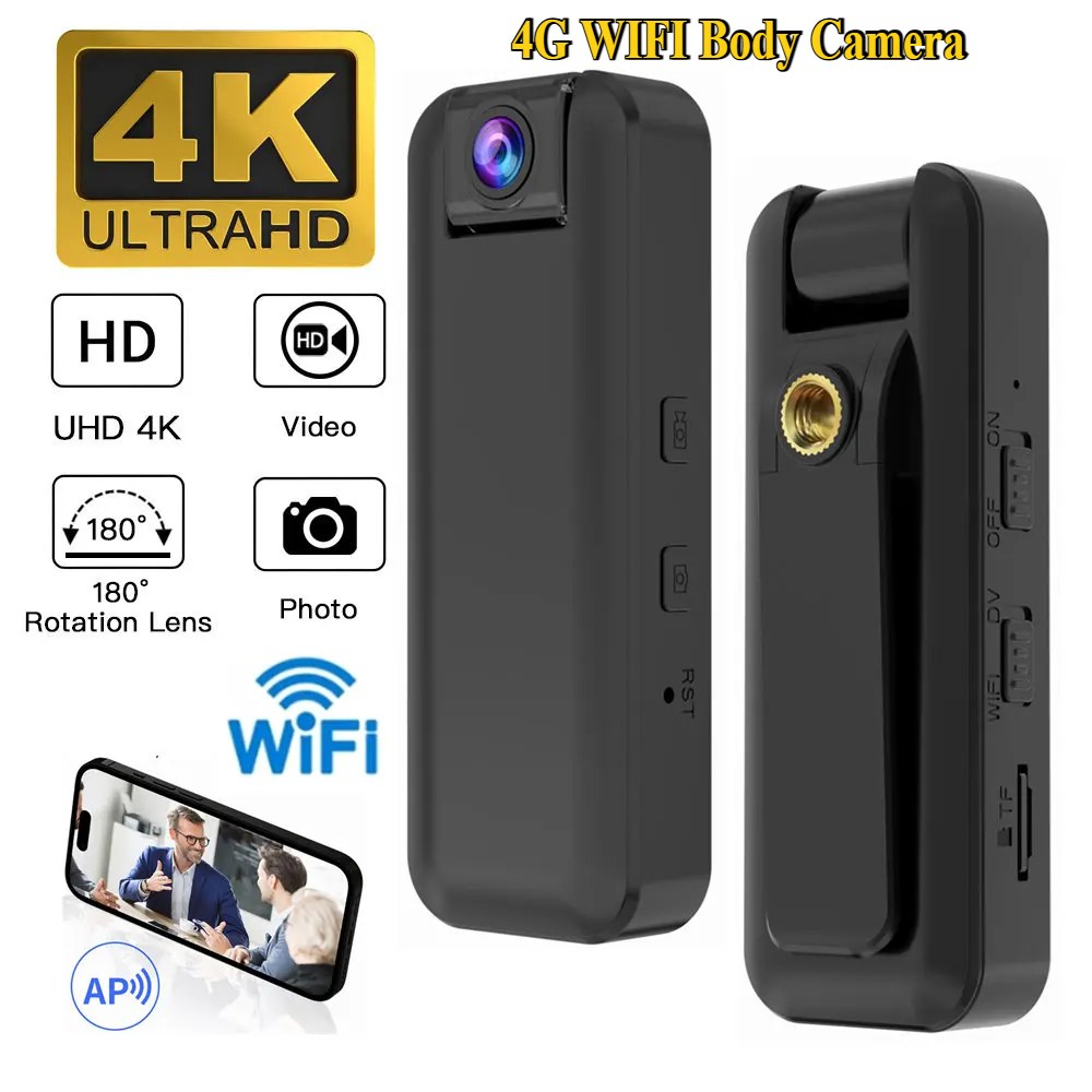 4G 와이파이 HD 바디 카메라 웨어러블 비디오 모바일 원격 제어 : 원다이렉트마켓