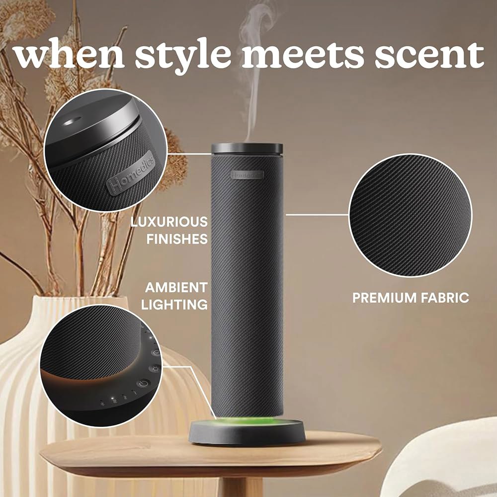 홈메딕스 세렌센트 패브릭 충전식 워터리스 디퓨저, 오일 120ml(별매)... 미스트 & 타이머, 6가지 진정 조명, 블랙 사용 가능 Black : 인선상사07