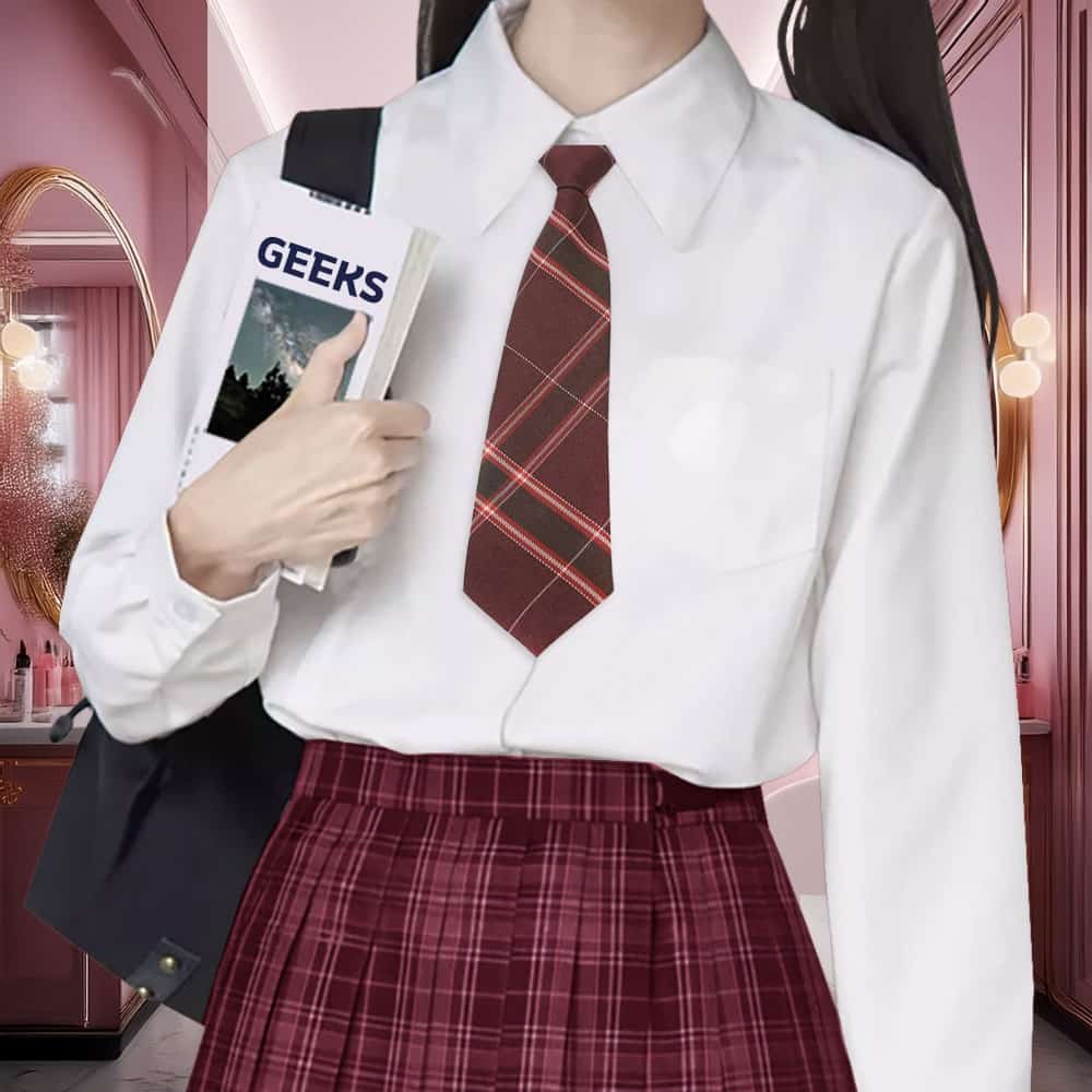 체크무늬 자동 넥타이 와인 단정한이미지 면접스타일 패션소품 행사룩 : 글래스