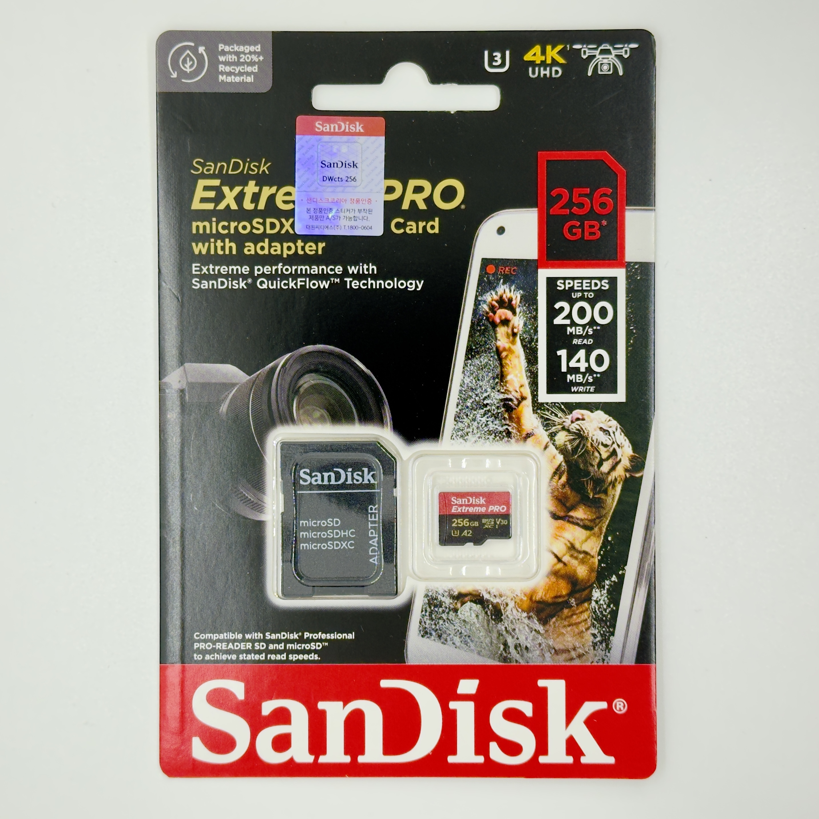 샌디스크 익스트림 프로 256GB 마이크로SD카드 V30 UHS-I U3 A2 4K촬영용 : 테크유