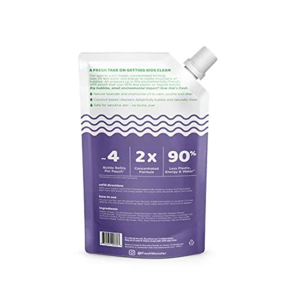 프레시 몬스터 버블 배스 2배 초농축 저자극성 진정 라벤더 30온스 리필 파우치 8.5 Fl Oz (Pack of 1) : 옥지라