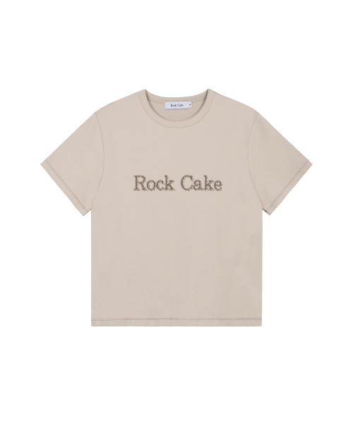 락케이크 반팔티셔츠 Stitch Logo Printing Top Beige : 스타일원픽