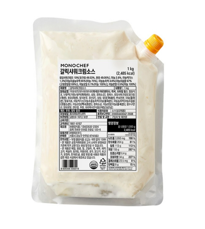 모노쉐프 갈릭샤워크림소스 1kg X 6봉 BOX [원일식품] : 참치공장장