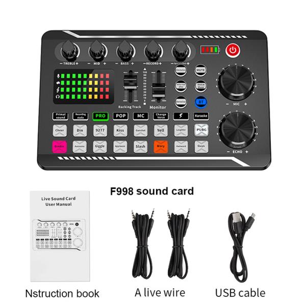 F998 사운드 카드 여러   DJ 믹서  보이스 체인저 PC 노래방 녹음 게임에 : 큐브허