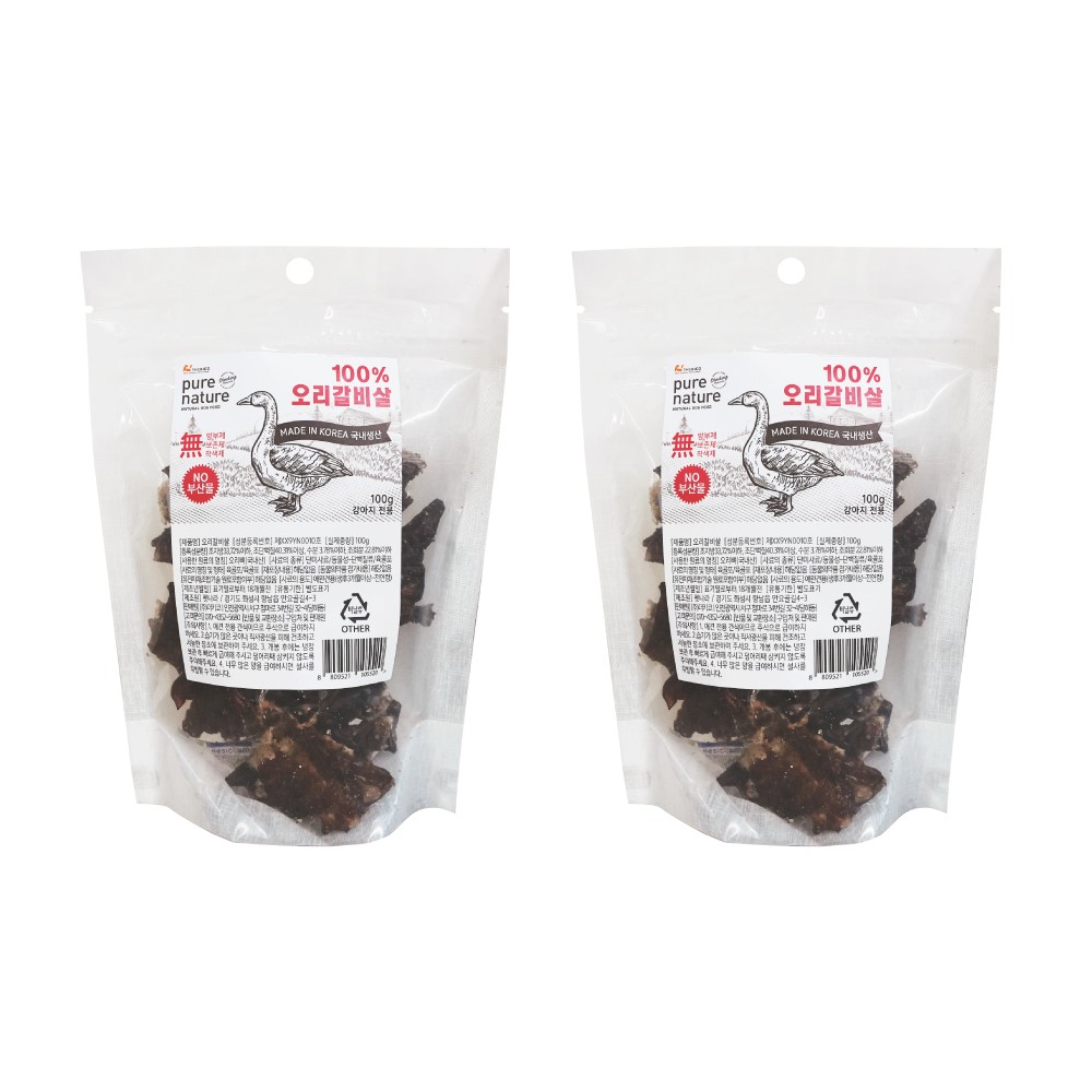 퓨어네이쳐 100% 오리갈비살 100g×2개 : 맹수식당