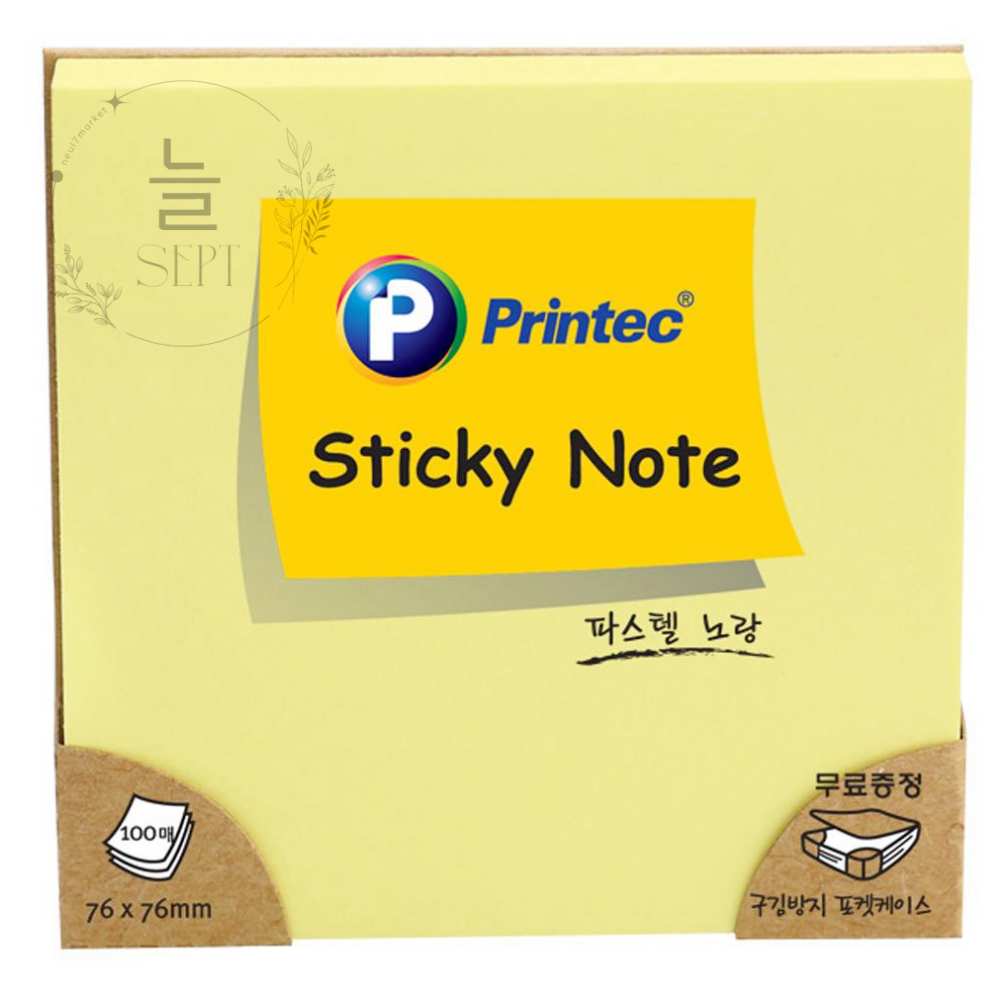 늘sept 7676Y 스티키노트 노랑 76x76 미니메모지 포스티지 : 늘쎗트