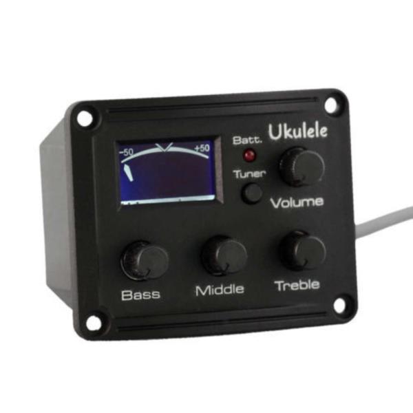 Ukelele Uke 피에조 픽업 프리앰프 3 밴드 EQ 이퀄라이저 튜너 시스템 어쿠스틱 우쿨렐레용 LCD 디스플레이 포함 : 이블마이