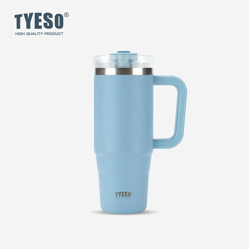 타이소 텀블러 대용량 손잡이 보냉보온 생활방수 빨대내장 TS-8866 900ml, 스카이블루 : tyeso