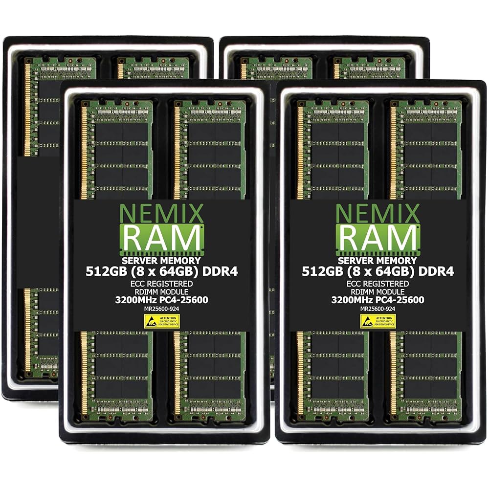 네믹스 램 512GB (8X64GB) DDR4 3200MHZ PC4-25600 2Rx4 1.2V CL22 288-핀 ECC RDIMM 등록 서버 메모리 키트 : 인선상사08