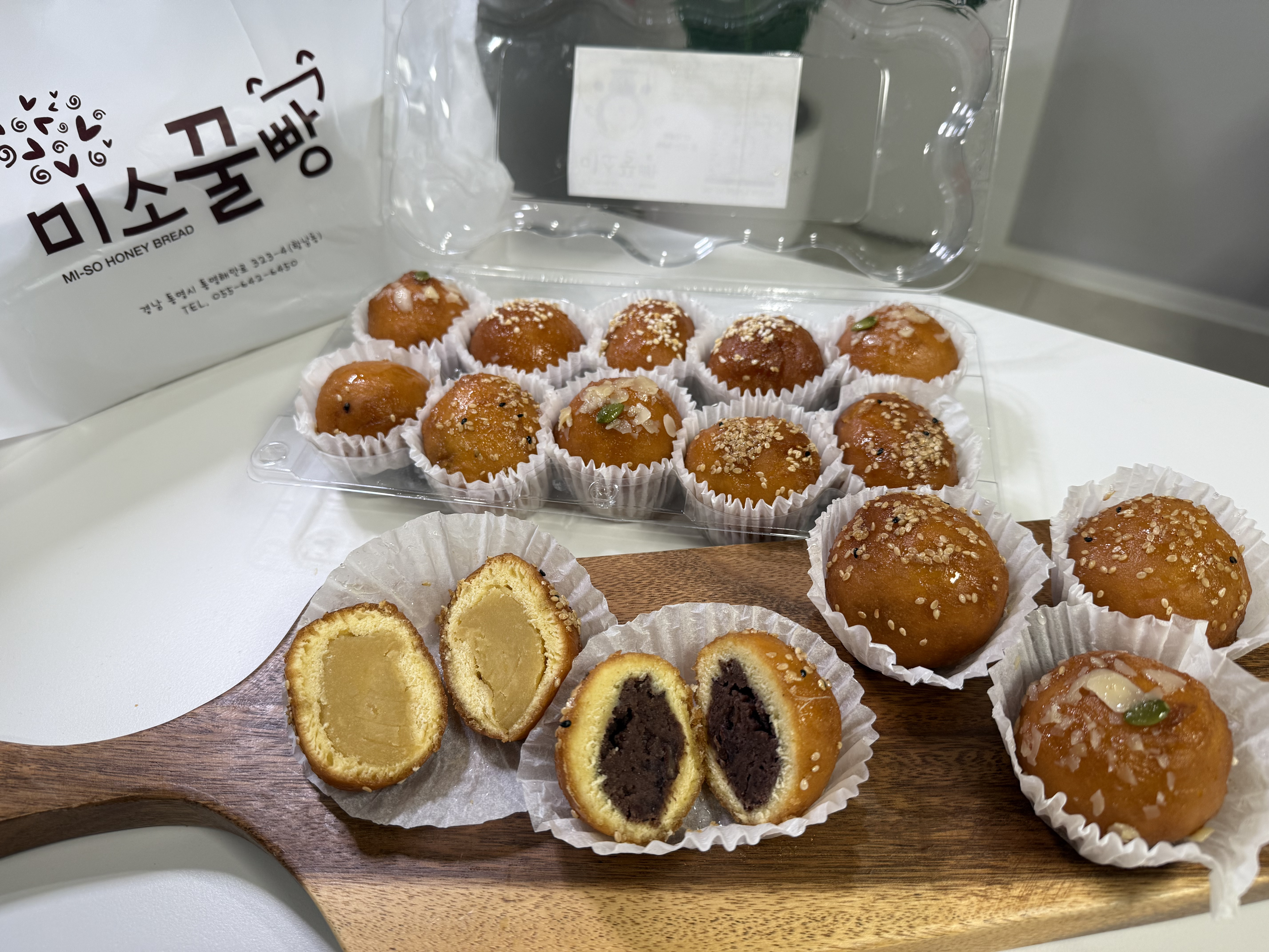 [통영 명물]미소꿀빵 맛집 100% 국산 팥꿀빵 5가지 앙금 모듬 꿀빵 6개입 / 10개입 : 미식셔틀
