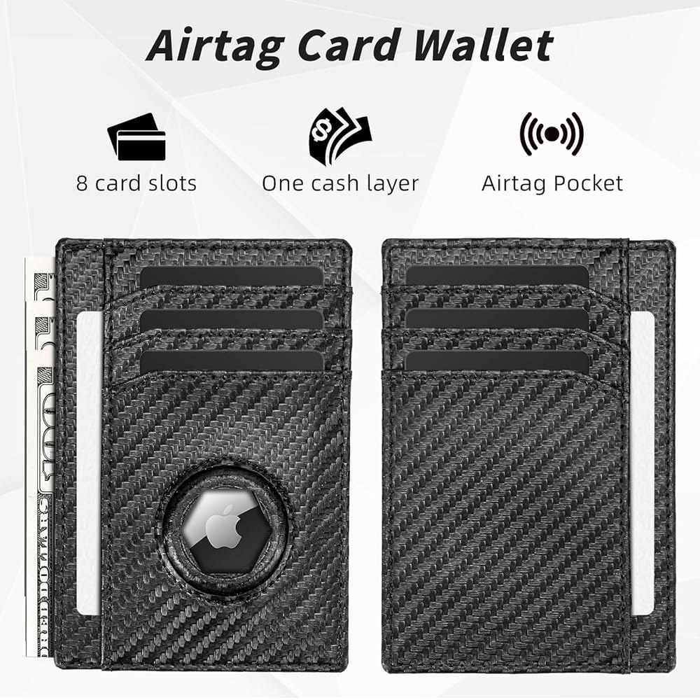 오리버 슬림 미니멀리스트 카드 지갑 홀더가 앞주머니 카본 파이버 텍스처 에어태그와 되는 RFID 차단 현금 신용카드 블랙 Black : 와이에스직구.