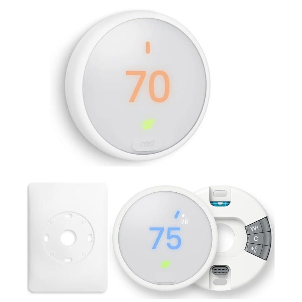Google Nest 온도 조절기 - 간편한 설치 및 트림 키트 번들이 포함된 프로그래밍 가능한 스마트 학습 온도 조절기, 흰색 Thermostat... 