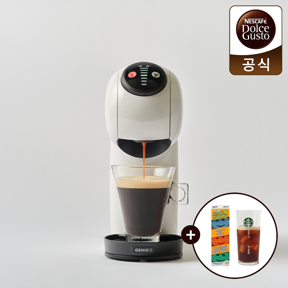 돌체구스토 지니오S 베이직 캡슐 커피머신+(스크럽대디3p+아이스 글라스) 증정  [본사직영] : 네슬레공식몰