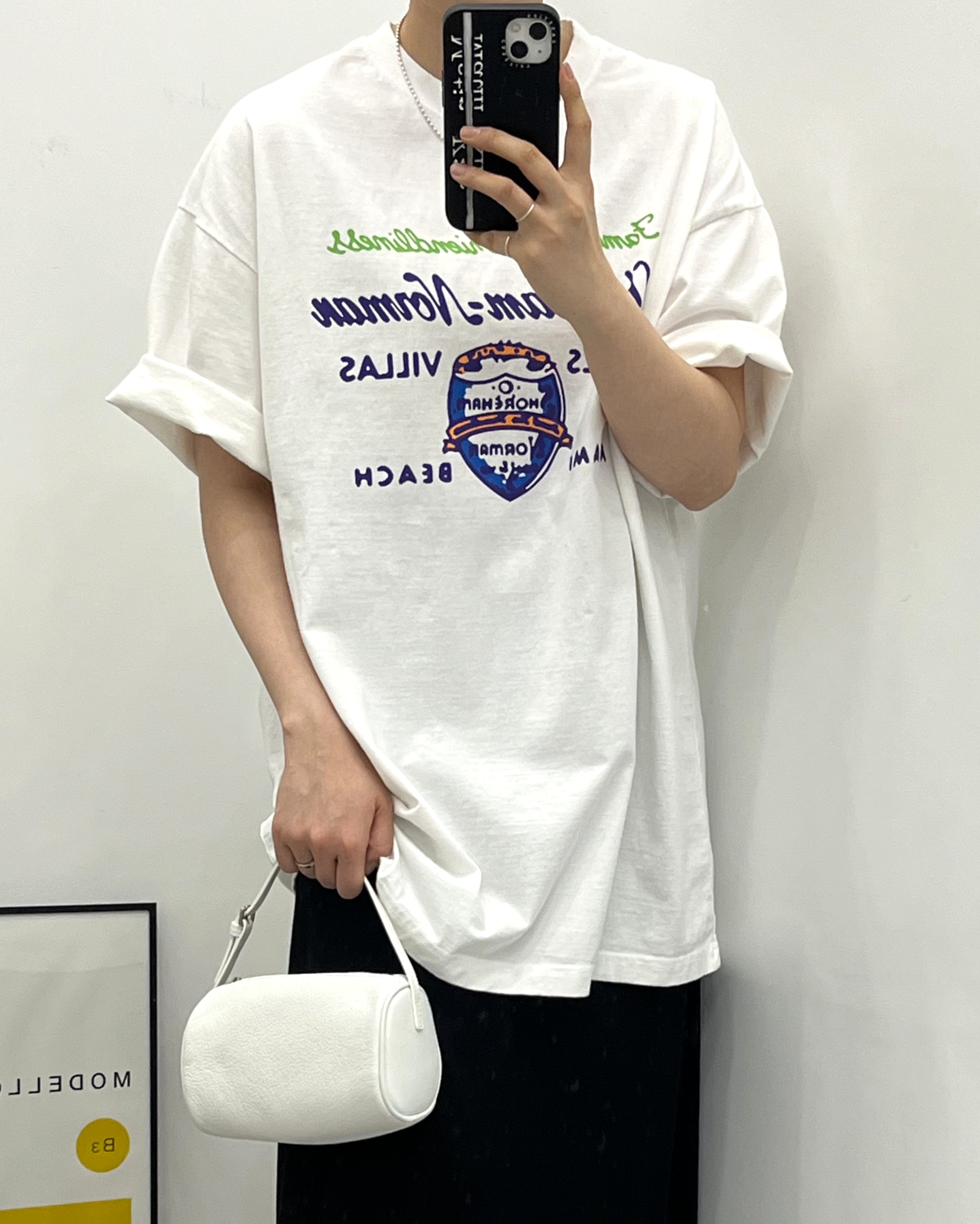 빌라스 오버핏 라운드넥 프린트 여름 반팔 티 : 희노니
